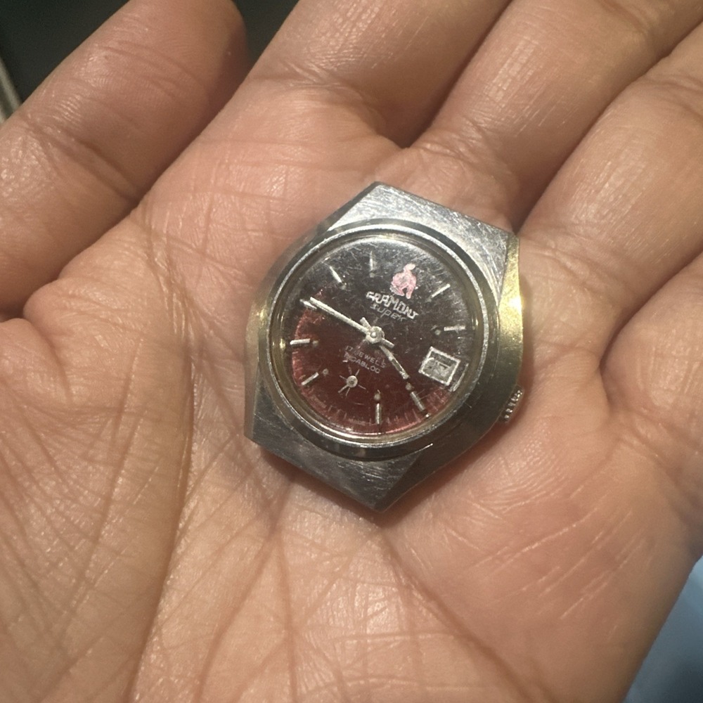 Vintage Framont  90s Red Dial 1729 Manual Wind Watch Not Working For Repair 29mm